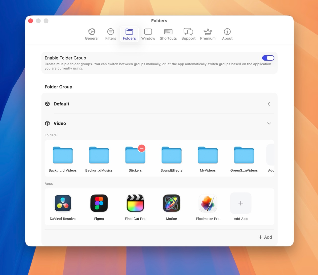Folder Groups in Folder Slice