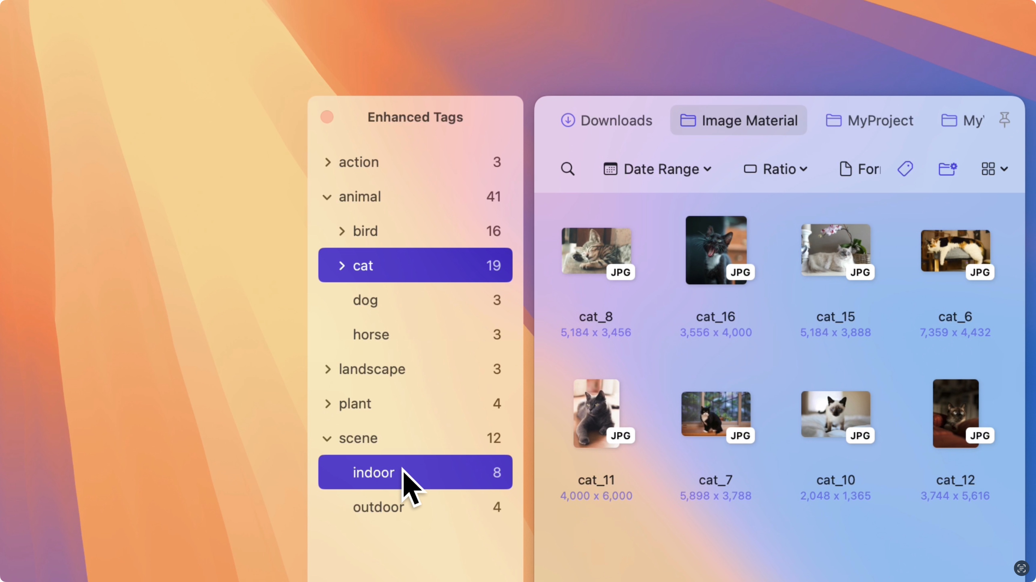 Use multi-level enhanced tags to filter files in Folder Slice